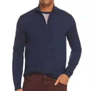 Bloomingdale’s The Men’s Store quarter-zip pullover sweater in blue, Large, New!